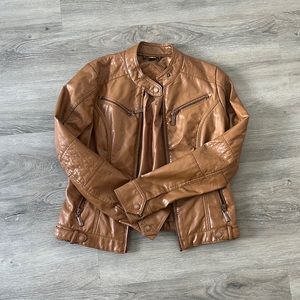 Brown Faux Leather Jacket